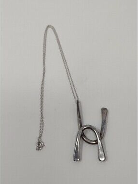 Sterling Silver 925 Modernist Abstract Pendant Necklace 18"